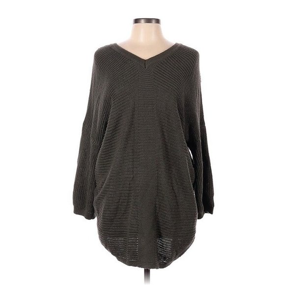 Alter'd State Dolman Oversized Slouchy Rib Knit Pullover Sweater M Khaki Olive - Picture 2 of 8